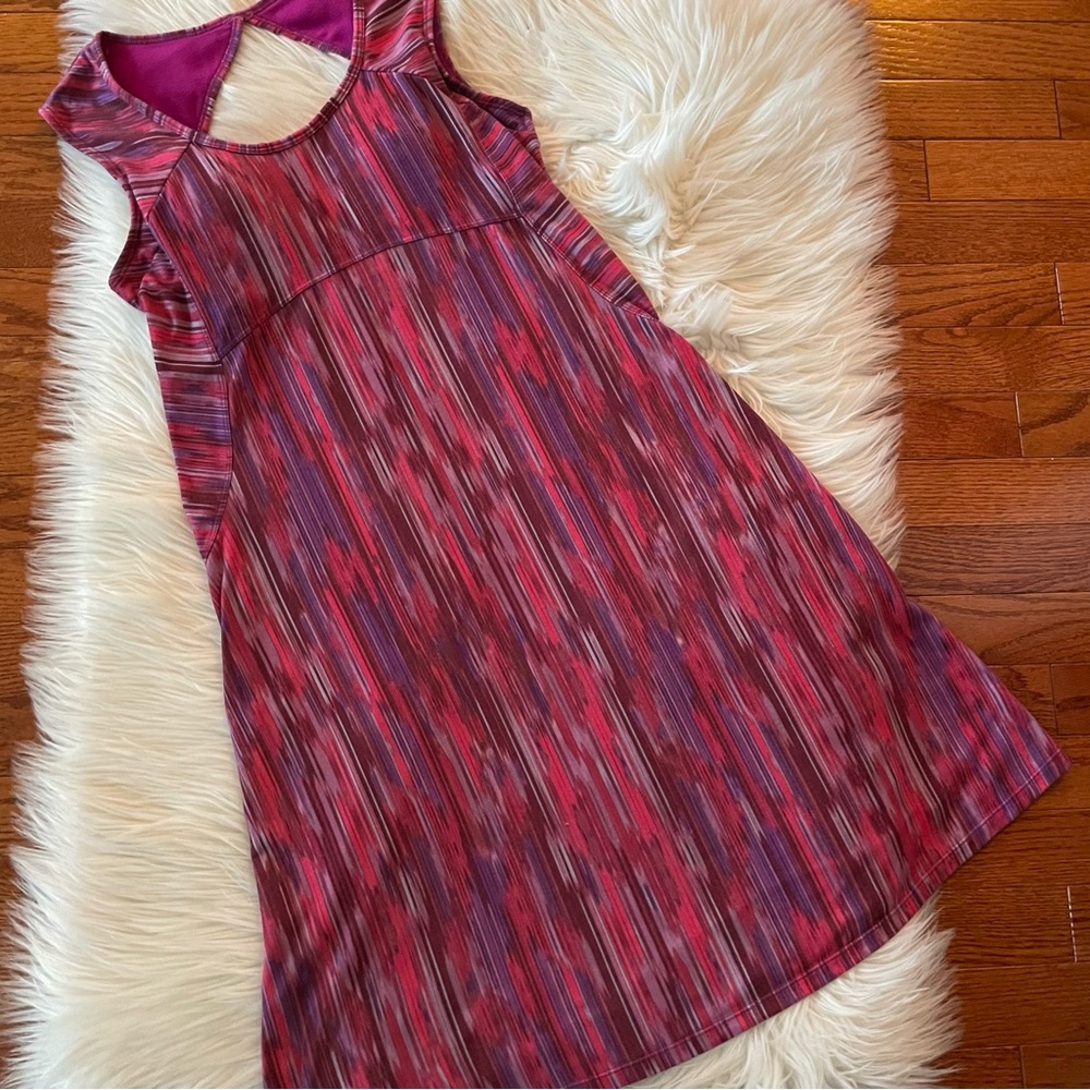Prana Keyhole Back Travel Dress Pink Built In Bra Size XS